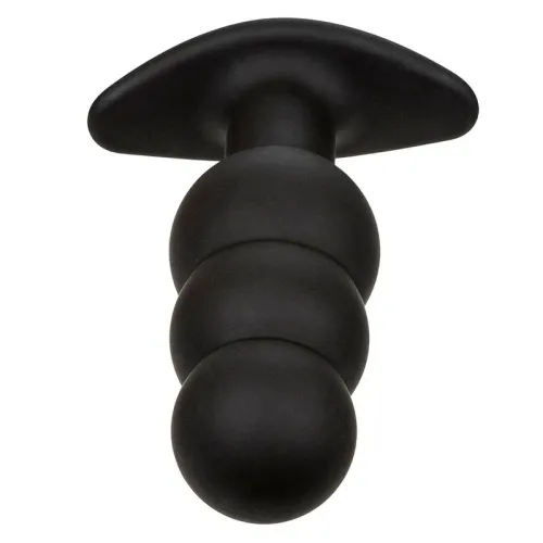 Rock Bottom Anal Plug with Beads, 10 Modes, Silicone, Black – Calex