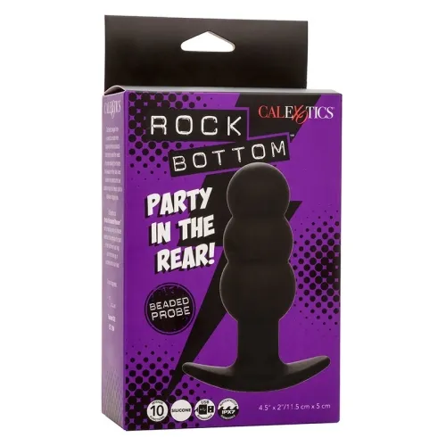 Rock Bottom Anal Plug with Beads, 10 Modes, Silicone, Black – Calex