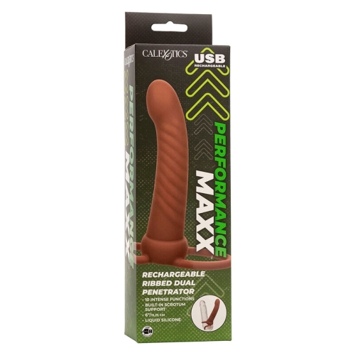 CALEXOTICS - MAXX RIBBED DUAL PENETRATOR 10 VIBRATIONEN BRAUN - Verpackung