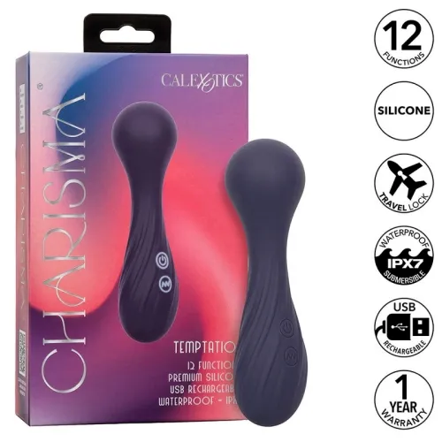 Lila Vibrator mit Verpackung, 12 Funktionen, Silikon, wasserdicht, USB-aufladbar, 1 Jahr Garantie.