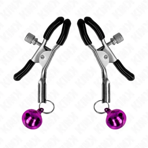 Purple nipple clamps with individual bells, 6cm – Kink