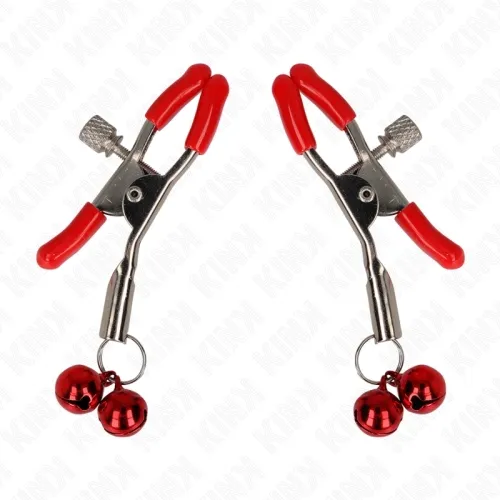 Red double bell nipple clamp, red, 6cm – Kink