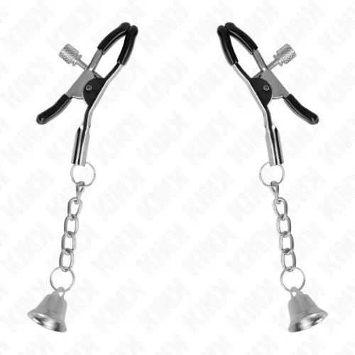 Silver nipple clamps with bell pendant 6cm – Kink