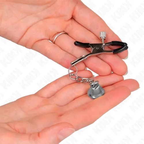 Silver nipple clamps with bell pendant 6cm – Kink