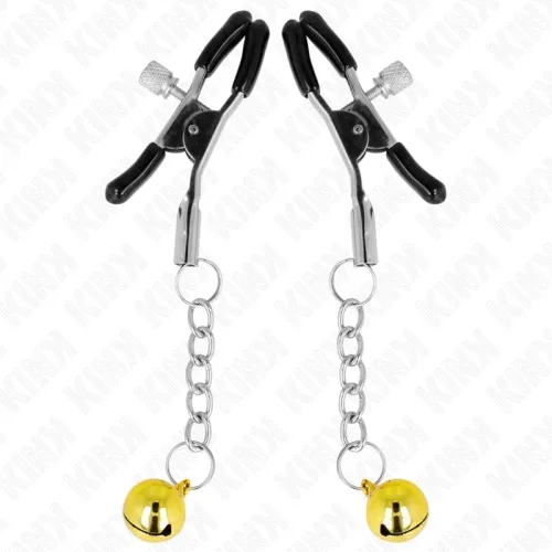 Goldene Jingle Bell Anhänger-Nippelklammern 6cm – Kink