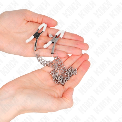 KINK - NIPPELKLEMMEN MIT 2 DÃNNEN KETTEN SILBER 20/23 CM