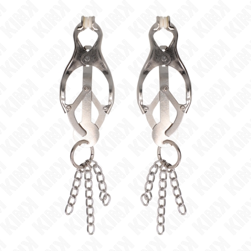 KINK - JAPANISCHE KLEEBLATT-NIPPELKLAMMERN MIT KLEINEN KETTEN SILBER