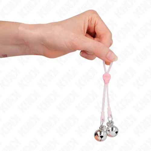 Leuchtende Totenkopf-Nippelklammern Mit Glöckchen Rosa / Silber – Kink