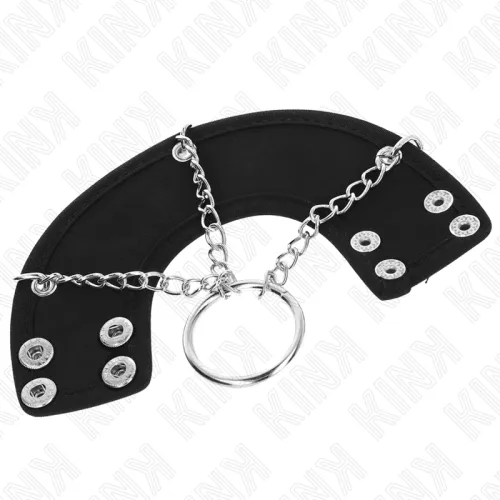 Penis ring 4cm chain 7cm metal with leather straps – Kink