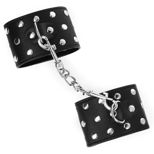 Handgelenkfesseln Mit Druckverschluss Nieten Schwarz – Kink