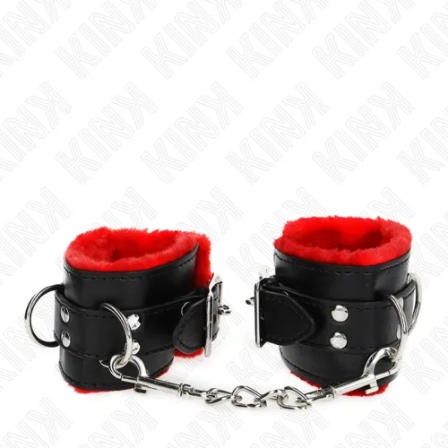 Handgelenkfesseln Mit Löchern Roter Und Schwarzer Leine – Kink