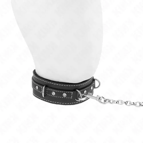 Pvc Leder Halskette Mit Leine 105cm Strass Niete – Kink