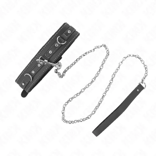 Pvc Leder Halskette Mit Leine 105cm Strass Niete – Kink