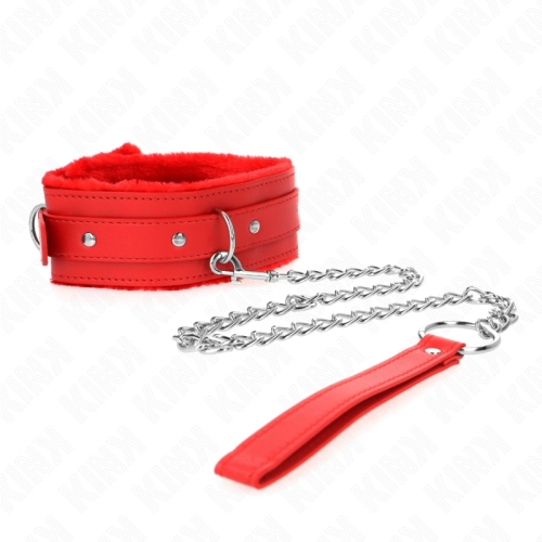 KINK - HALSBAND MIT LEINE 65 CM MIT EINSCHRÃNKUNGEN ROT 36-42 CM X 5,5 CM