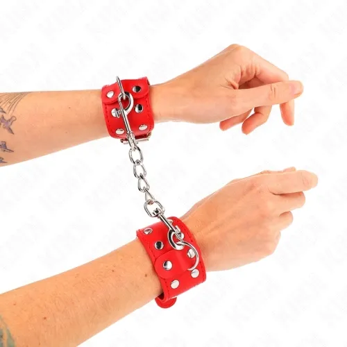 Bracelets with Double Row of Adjustable Rivets Red – Kink