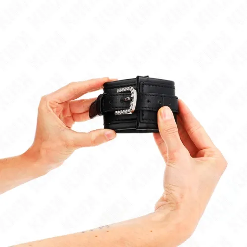 Handgelenkfesseln Mit Strass-Schnalle Schwarz – Kink