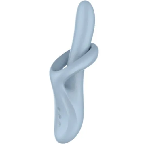 Blauer, geschwungener Silikon-Vibrator mit ergonomischem Design und glatter Oberfläche.