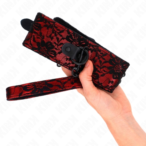 Lace necklace with leash and genuine leather belt, 105cm / 44 x 5.5cm | Kink