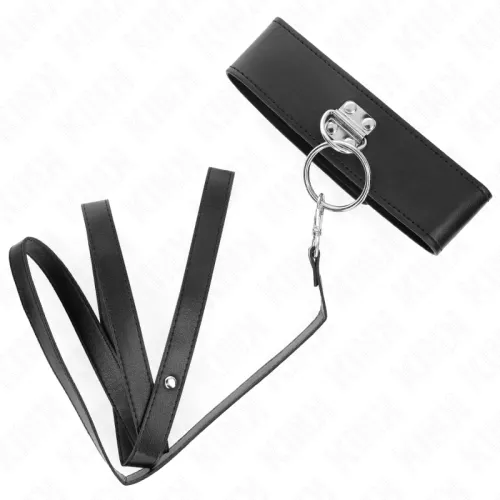 Studded leash 116cm collar with faux leather strap 50 x 5cm – Kink