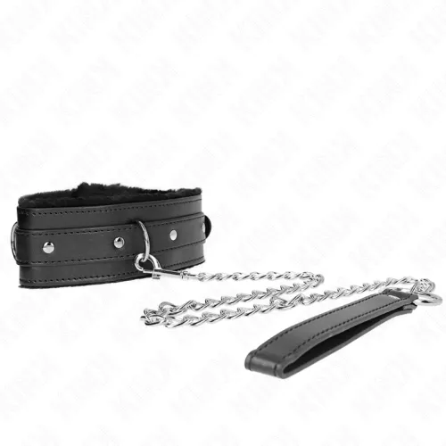 Halsband Mit Leine 65cm Mit Einschränkungen Schwarz – Kink