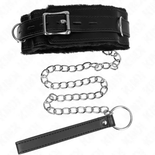 Halsband Mit Leine 65cm Mit Einschränkungen Schwarz – Kink
