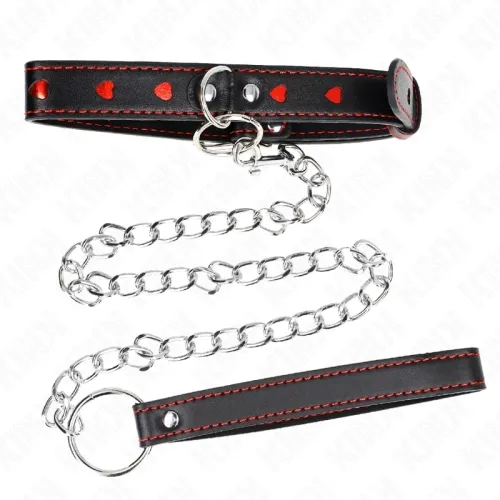 Necklace with leash 65cm, heart details 52.5 x 2.5cm – Kink