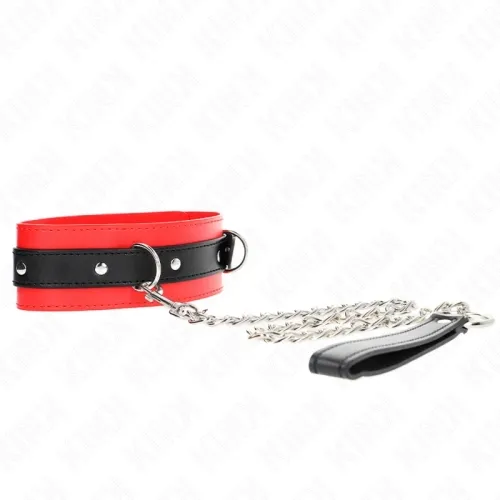 Collar with leash 65cm with strap Red 54 x 4.5cm – Kink
