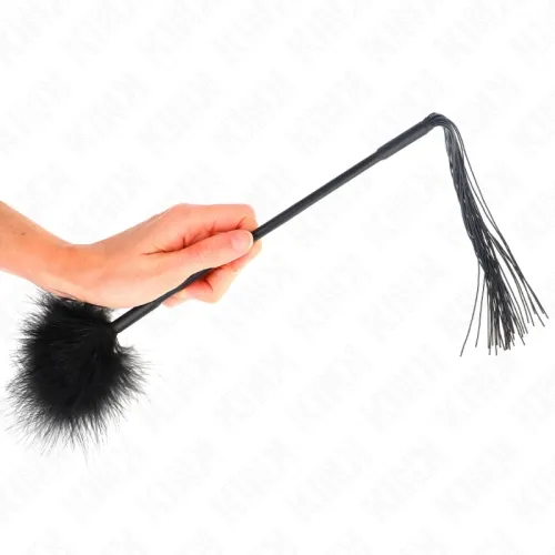 Silicone whip with feathers for tickling, 47cm – Kink