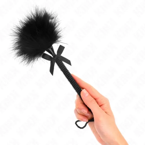 Nylonseilstab Mit Kitzelfedern Und Schwarzer Schleife 25cm – Kink