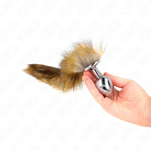Anal Plug Size L 10 x 4 cm with Plastic Tail Brown – Kink