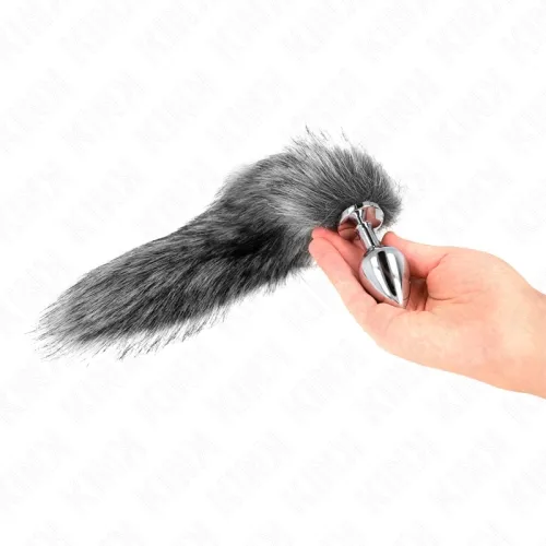 Anal Plug Größe M 8 X 3.5cm Mit Kunststoffschwanz Grau – Kink
