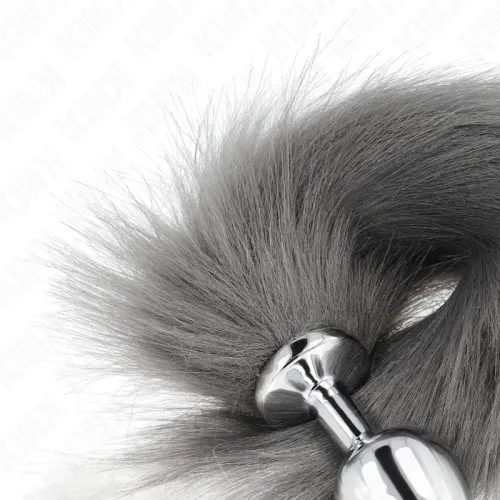 Anal Plug Size M 8 x 3.5cm With Plastic Tail Grey / White – Kink
