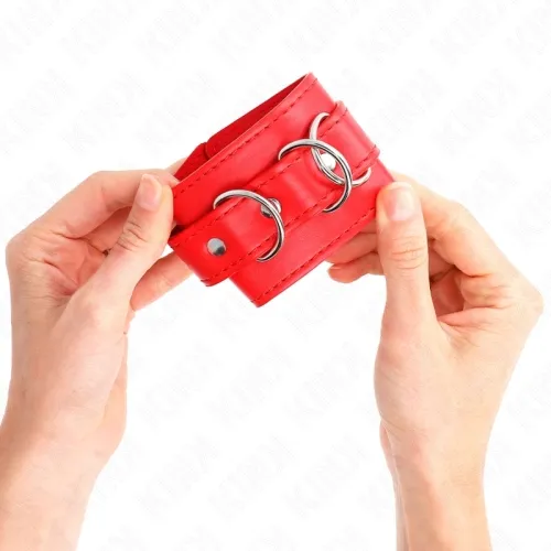 3 D-Ring Handgelenkfesseln Verstellbar Rot – Kink