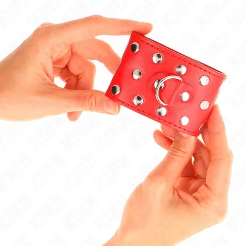 Handgelenkfesseln Mit Druckverschluss Voller Nieten Rot – Kink
