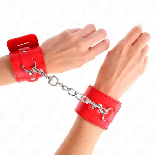 Wrist cuffs with lock closure, red – Kink