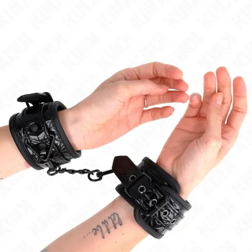 Handgelenkfesseln Mit Rautenmuster Schwarz – Kink