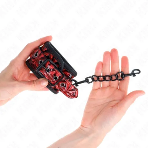 Handgelenkfesseln Mit Rautenmuster Dunkelrot – Kink
