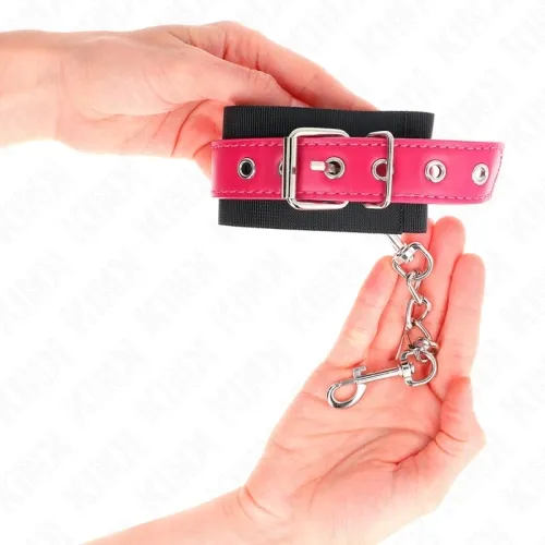 Nylon Handgelenkfesseln Schwarz Himbeerrosa – Kink