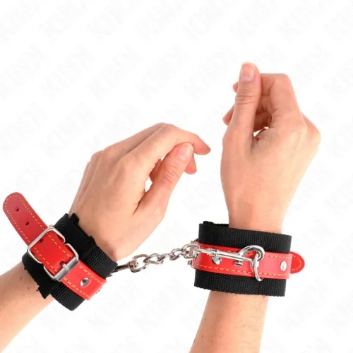 Nylon Handgelenkfesseln Schwarz Rot – Kink