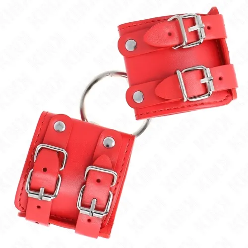 Feste Handgelenkfesseln Mit Ring Und Nieten Rot – Kink
