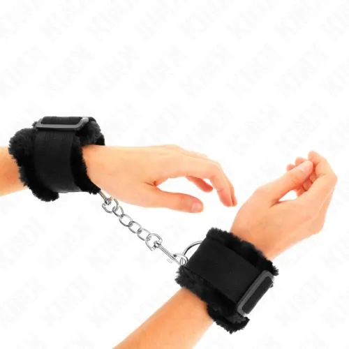 Fur-lined wrist cuffs, black – Kink