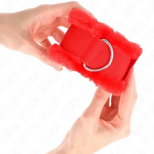 Pelzgefütterte Handgelenkfesseln Rot – Kink
