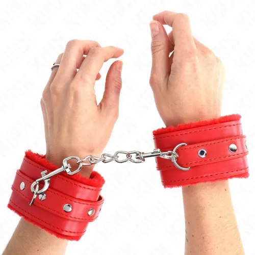 Premium Handgelenkfesseln gefüttert Rot – Kink