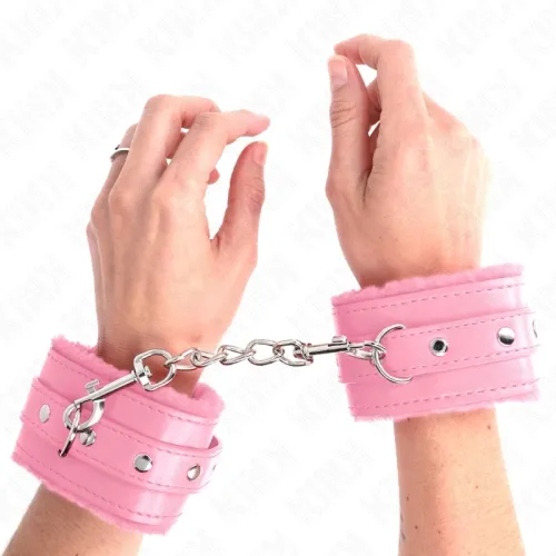Premium Handgelenkfesseln gefüttert Rosa – Kink