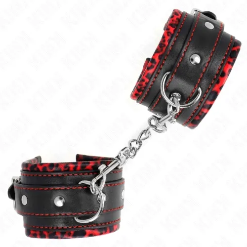 Gefütterte Handgelenkfesseln Rot / Schwarz – Kink
