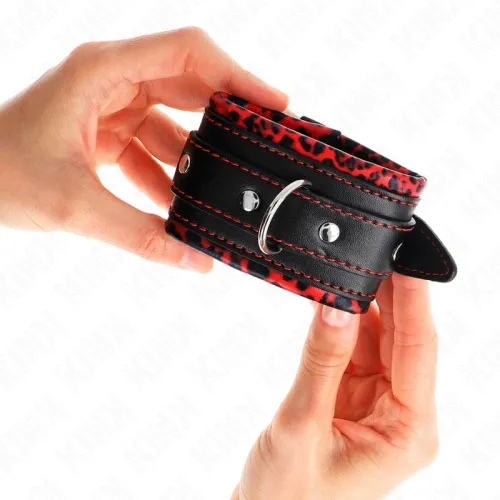 Gefütterte Handgelenkfesseln Rot / Schwarz – Kink