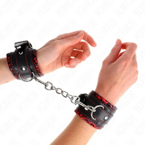 Gefütterte Handgelenkfesseln Rot / Schwarz – Kink