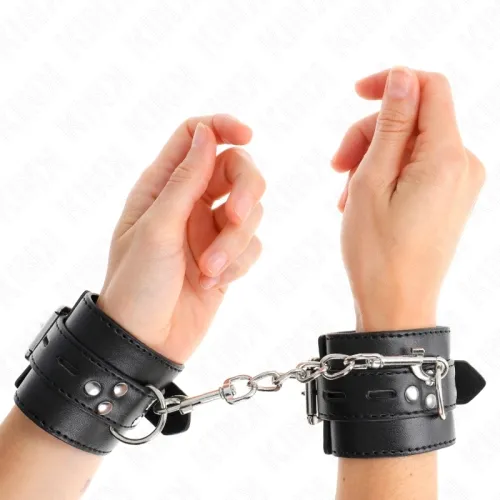 Handgelenkfesseln Schwarz Mit Schwarzem Gürtel – Kink