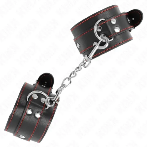 Handgelenkfesseln Schwarz Mit Rotem Futter – Kink