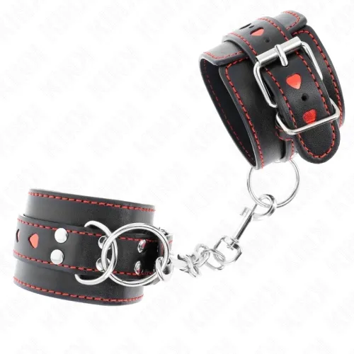 Schwarze Handgelenkfesseln Mit Roter Herzeinlage – Kink